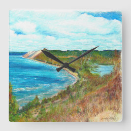 Sleeping Bear Dunes Lakeshore Michigan Beach Fyrkantig Klocka