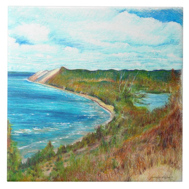 Sleeping Bear Dunes Lakeshore Michigan Beach Park Kakelplatta (Framsidan)