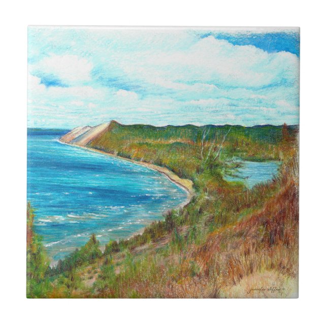 Sleeping Bear Dunes Lakeshore Michigan Beach Park Kakelplatta (Framsidan)