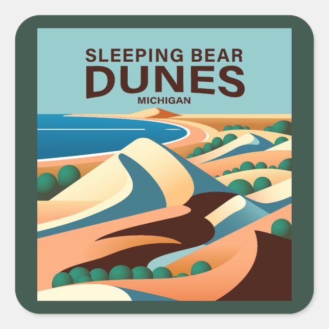Sleeping Bear Dunes Michigan Fyrkantigt Klistermärke (Framsida)