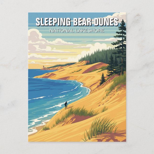 Sleeping Bear Dunes Michigan Resa Vykort (Framsida)