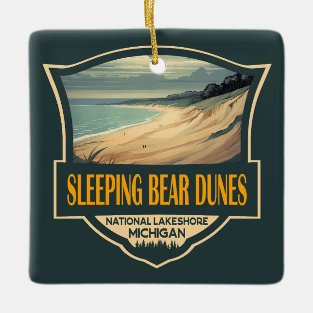Sleeping Bear Dunes National Lakeshore Emblem Julgransprydnad Keramik (Framsida)