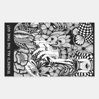 Sleeping Beauty – Monochrome Floral Hand-Drawn Art Rektangulärt Klistermärke
