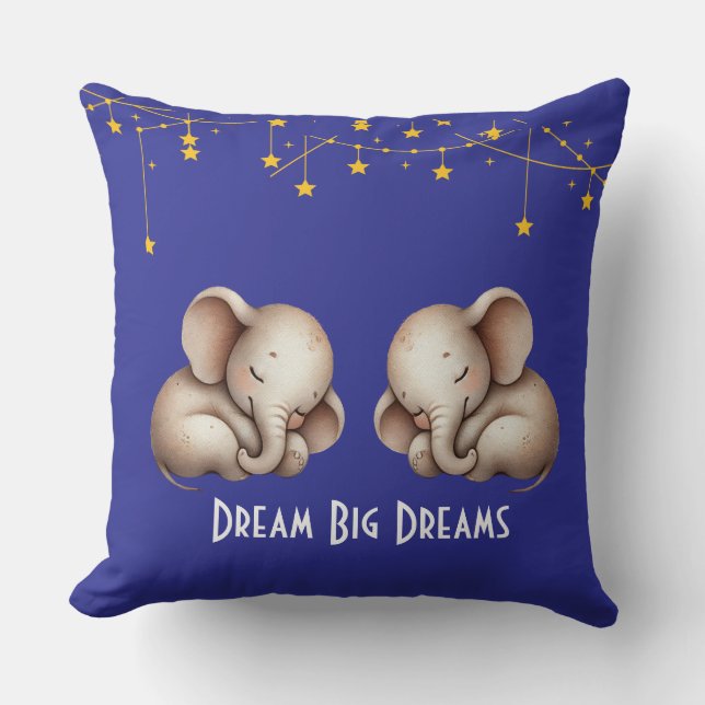Sleeping Boho Elephants Dream Big Dreams Kudde (Framsida)