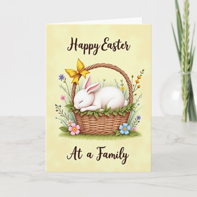 Sleeping Bunny Floral Basket Card Kort (Framsida)