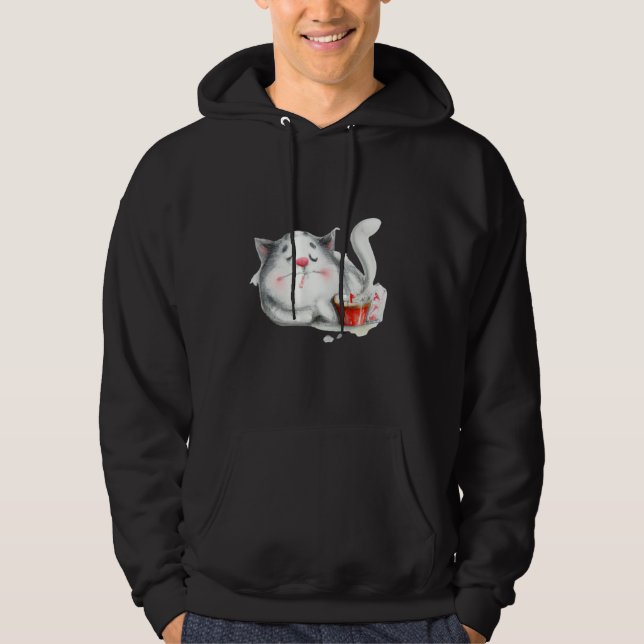 Sleeping cat artwork cute kitten hoodie (Framsida)