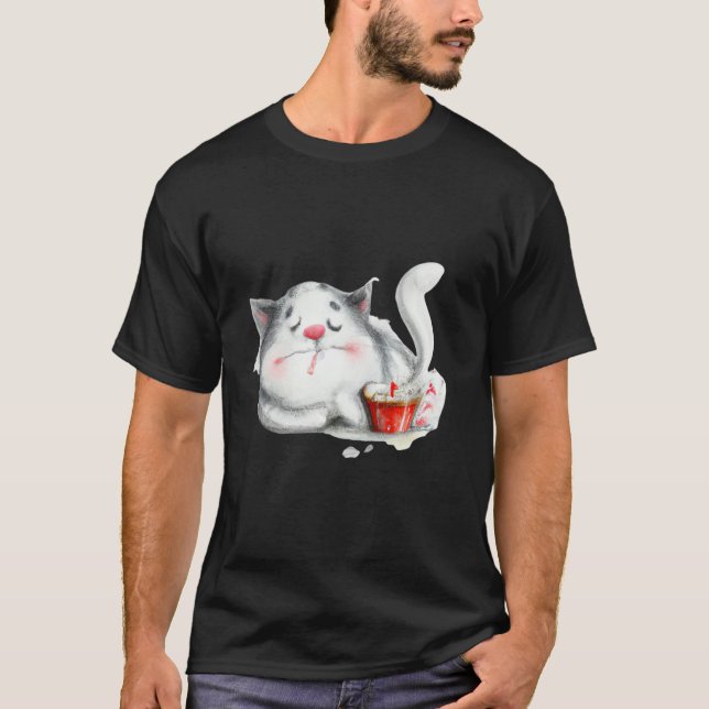 Sleeping cat artwork cute kitten t shirt (Framsida)