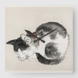 Sleeping Cat Fyrkantig Klocka