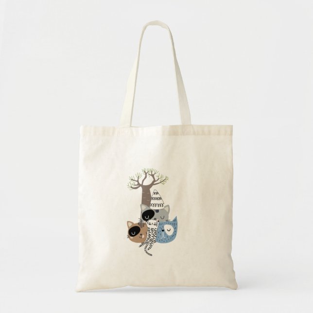 Sleeping cat Tote Bag Tygkasse (Framsidan)