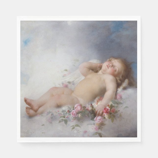 Sleeping Cherub (Putto) (från Léon Bazille Perraul Pappersservett (Framsidan)