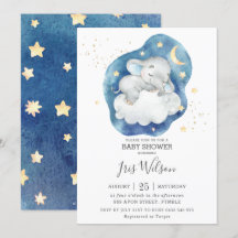 Sleeping Elephant Twinkle Star Baby Shower Boy