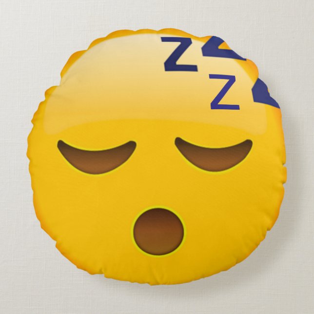 Sleeping Emoji Rund Kudde (Framsidan)
