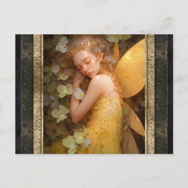 Sleeping Fairy Girl Fantasy Art Vykort (Framsida)