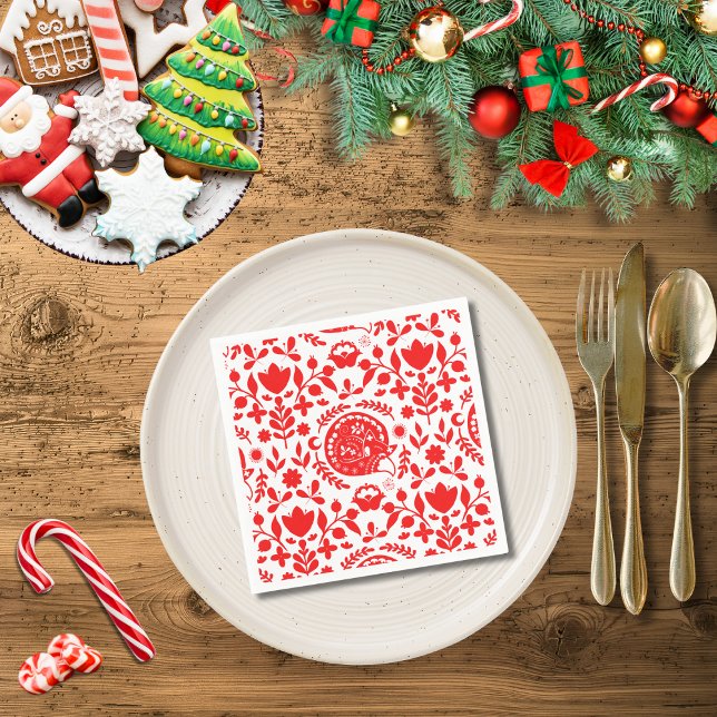 Sleeping Fox Folk Art Pappersservett (Skapare uppladdad)