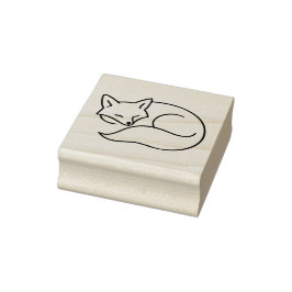 Sleeping Fox Line Art – Minimal Animal Ilustration Stämpel