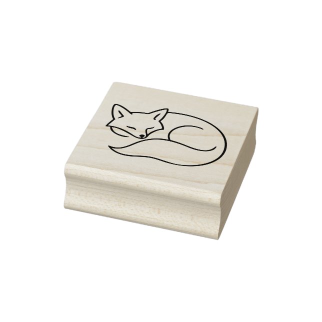 Sleeping Fox Line Art – Minimal Animal Ilustration Stämpel (Stämpel)