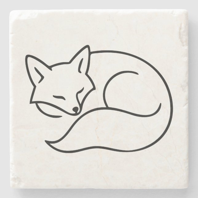 Sleeping Fox Line Art – Minimalist Home Accent Stenunderlägg (Framsidan)