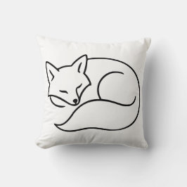 Sleeping Fox Line Art – Woodland Animal Design Kudde