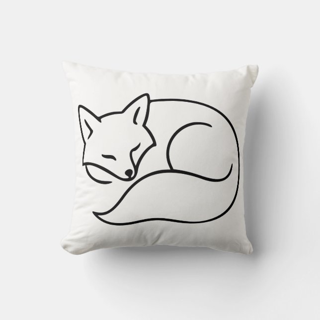 Sleeping Fox Line Art – Woodland Animal Design Kudde (Framsida)