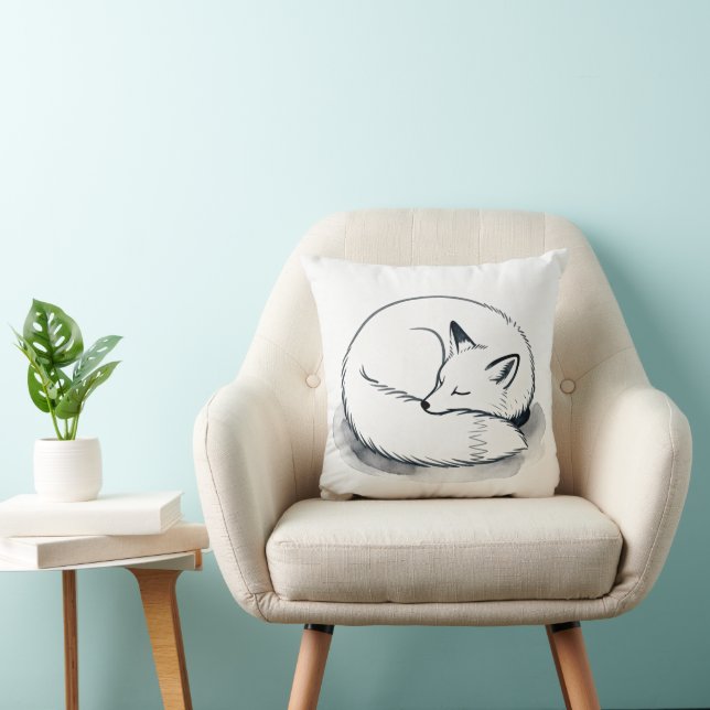 Sleeping Fox Throw Pillow | Cozy Animal Home Decor Kudde (Stol)