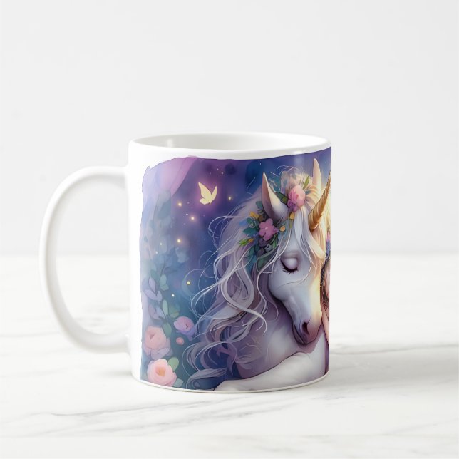 Sleeping Girl Unicorn Dreamscape Kaffemugg (Vänster)