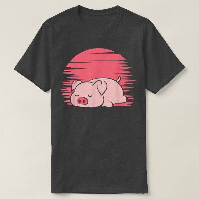 Sleeping Gris Farmer Lazy Piggy T Shirt (Design framsida)