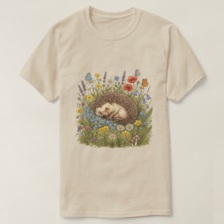 Sleeping Hedgehog in Wildflower Meadow Aesthetic T Shirt