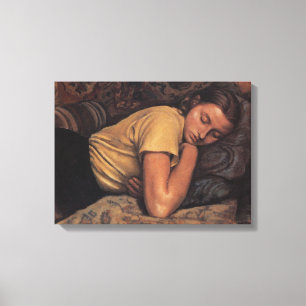 Sleeping Katya (av Serebriakova) Canvastryck