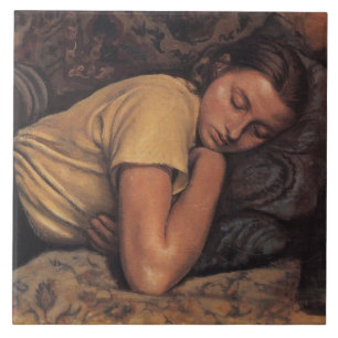 Sleeping Katya (av Serebriakova) Kakelplatta