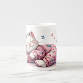 Sleeping Kitten i Pajamas Bone China Mugg Benporslin Mugg