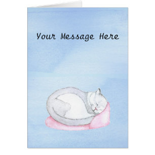 Sleeping Kitten Illustration Hälsningskort