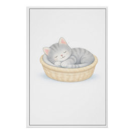 Sleeping Kitten Illustration – Premium Nursery Wal Perfect Poster