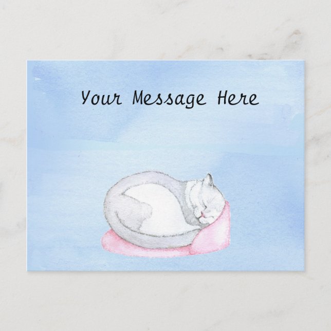 Sleeping Kitten Illustration Vykort (Framsida)