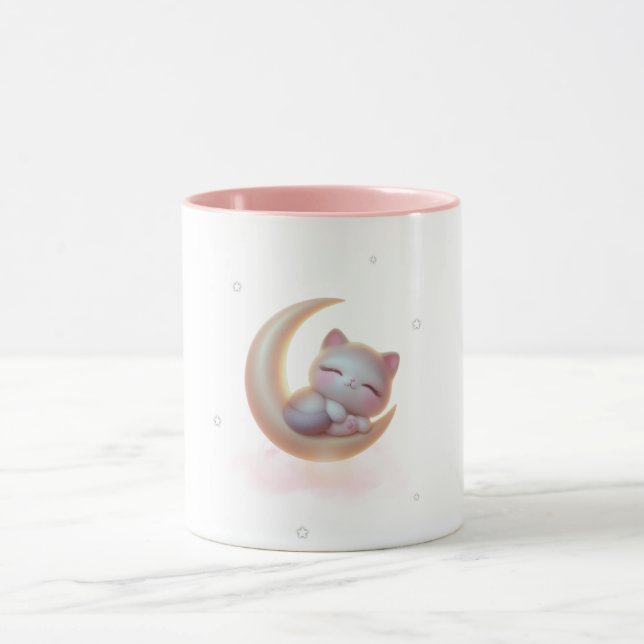 Sleeping Kitten Moon – Cute Cat Mug Mugg (Center)