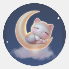 Sleeping Kitten Moon – Cute Kawaii Sticker Runt Klistermärke