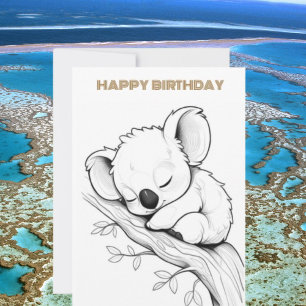 Sleeping koala grattis på födelsedagen-kort julkort