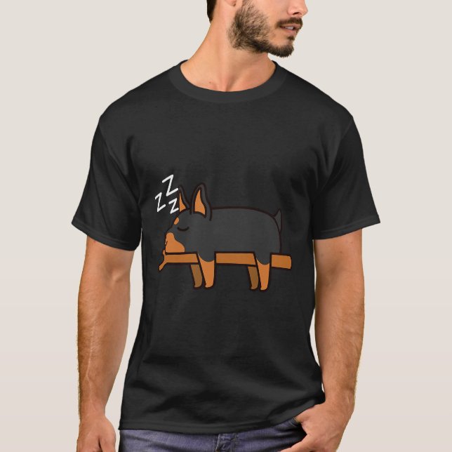 Sleeping Lazy Doberman Hund Adworthy T Shirt (Framsida)