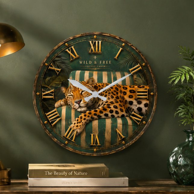 Sleeping Leopard Luxury Jungle  Stor Klocka (Skapare uppladdad)