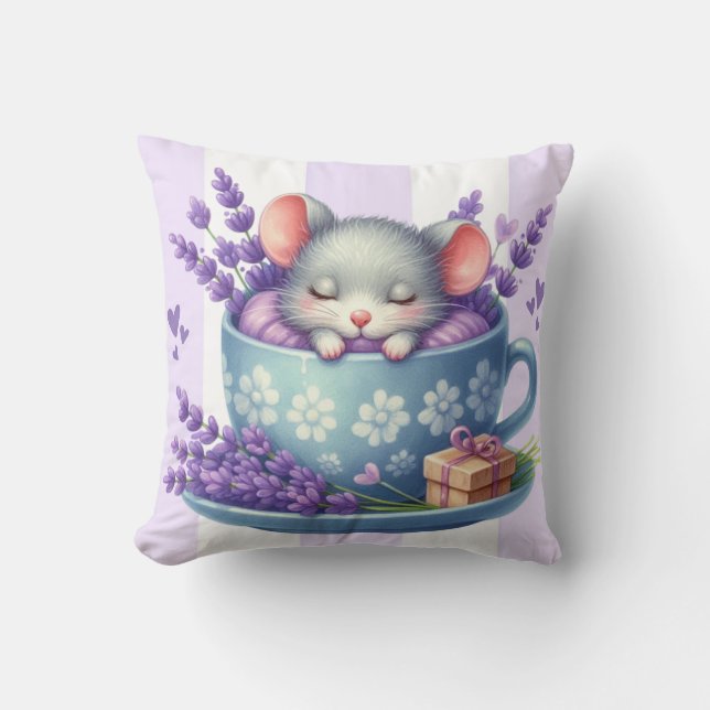 Sleeping Mouse in Teacup Kudde (Framsida)