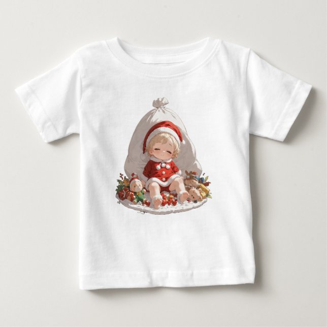 Sleeping Santa Christmas Fine Jersey Baby Tee (Framsida)