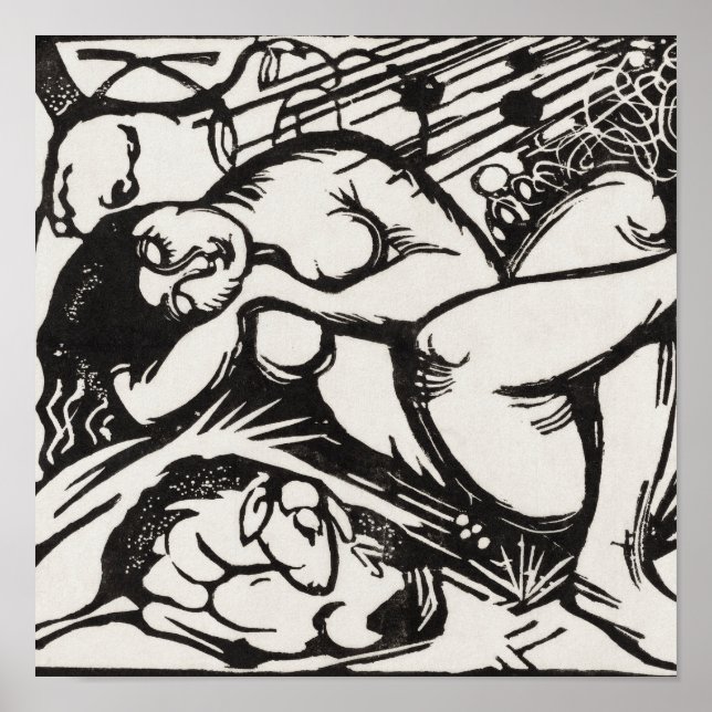 Sleeping Shepherdes Franz Marc Woodcut Poster (Framsidan)