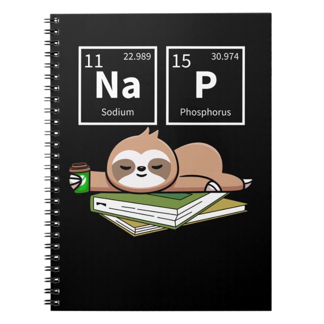 Sleeping Sloth Coffee Nap Chemistry Lazy Animal Anteckningsbok (Framsidan)