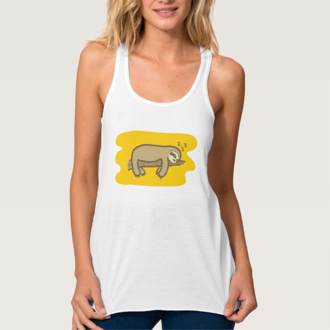 Sleeping sloth Women singlet Linne Med Racerback (Framsida)