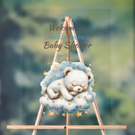 Sleeping Teddy Bear On A Cloud Baby Shower