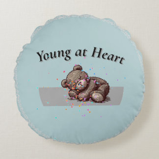 Sleeping Teddy Bear Round Pillow Rund Kudde