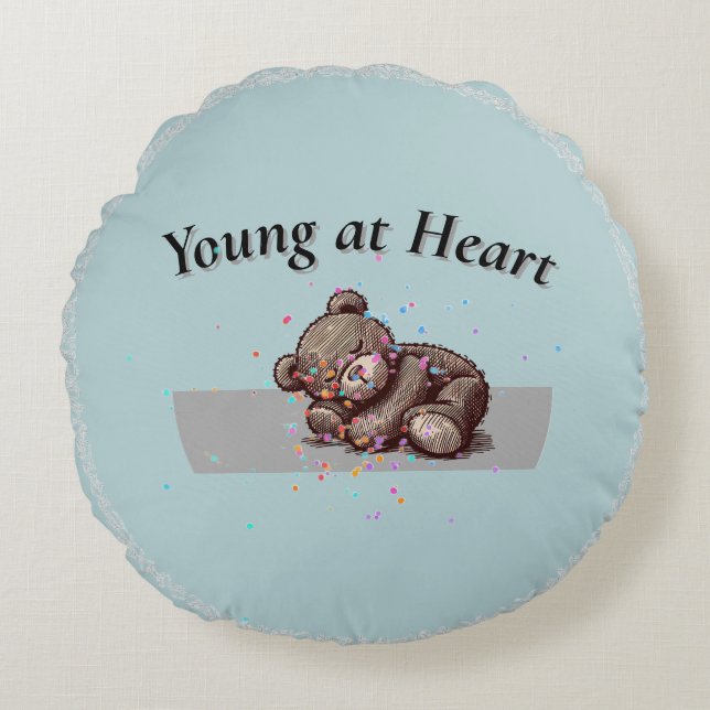 Sleeping Teddy Bear Round Pillow Rund Kudde (Framsidan)