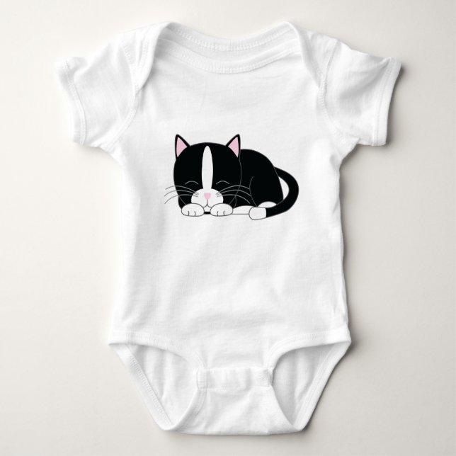 Sleeping Tuxedo Cat Tee Shirt (Framsida)
