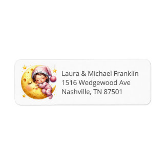 Sleeping With The Moon Baby Shower Return Address Returadress Etikett
