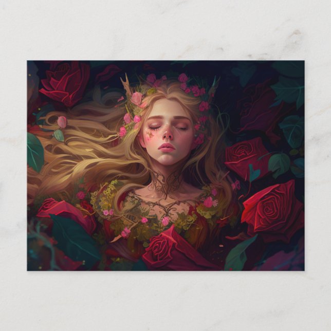 Sleeping Woman Fairytale Vykort (Framsida)