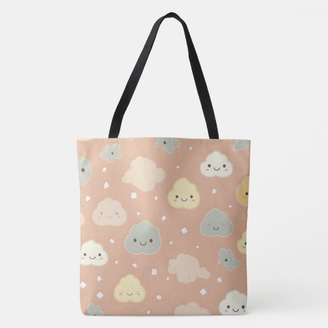 Sleepover Bag Clouds Mönster Slumber Party Tote Tygkasse (Framsida)